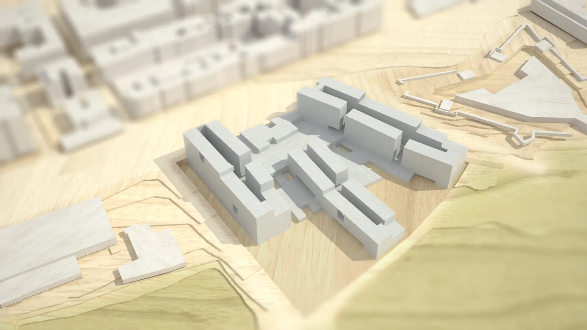 Maqueta de masas sobre el terreno