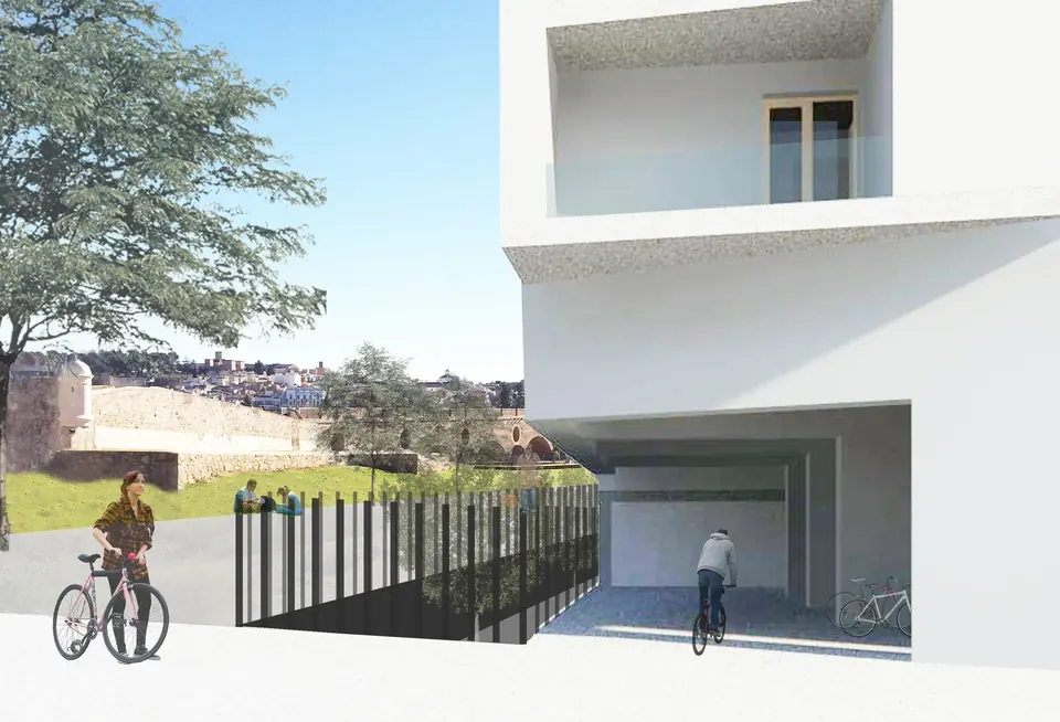 Render a pie de calle junto a la muralla